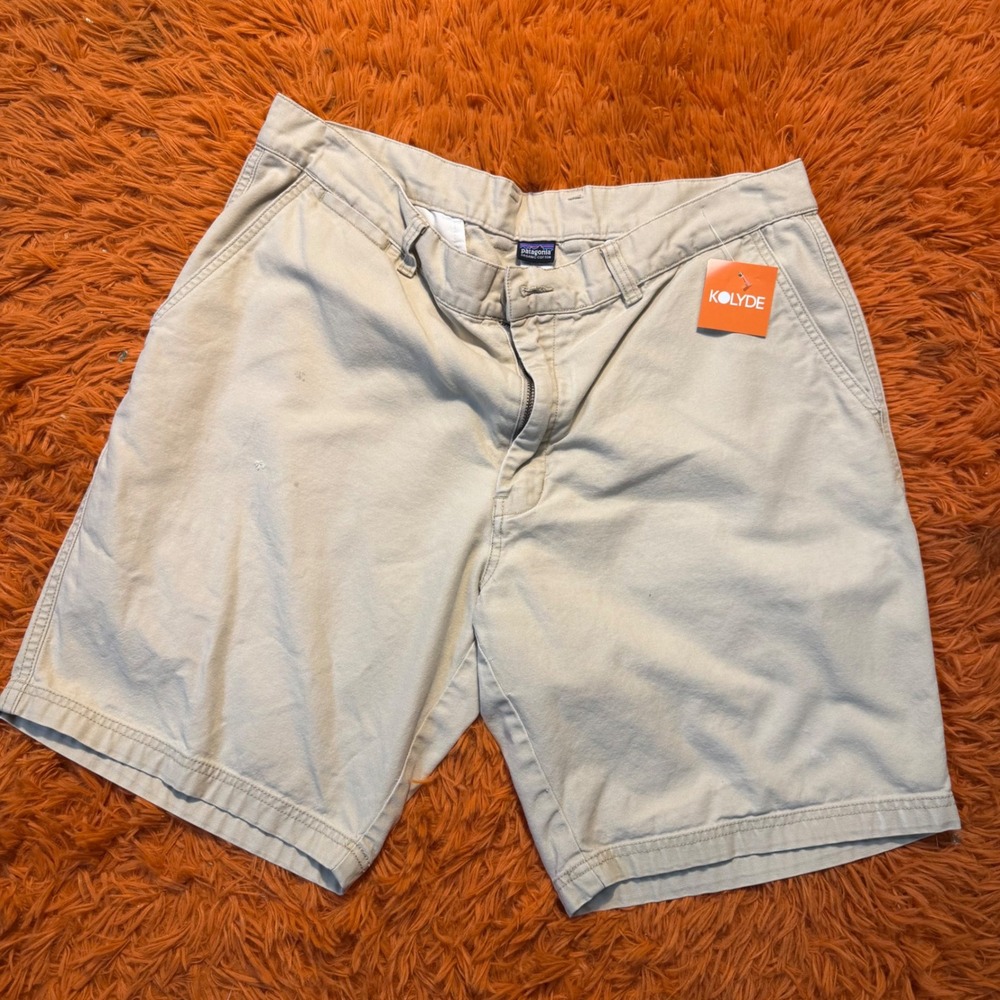 Patagonia Mens 38 Organic Cotton Canvas Chino Shorts Khaki Tan Flat Front Casual
